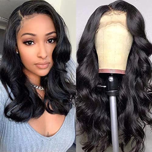 13x4 Lace Front Wigs Human Hair Wigs For Black Women Human Hair Body Wave HD Lace Frontal Wigs Human Hair Pre Plucked Glueless Wet and Wavy Lace Front Wig Brazilian Virgin Human Hair Wigs 150% Density (16 Inch)