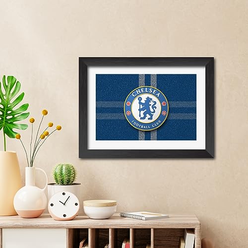 Image of TenorArts Chelsea Football Club Poster 3D Leather Textured Logo Laminated Photo Frame Painting with Matt Finish Black Textures(12 inches x 9inches)