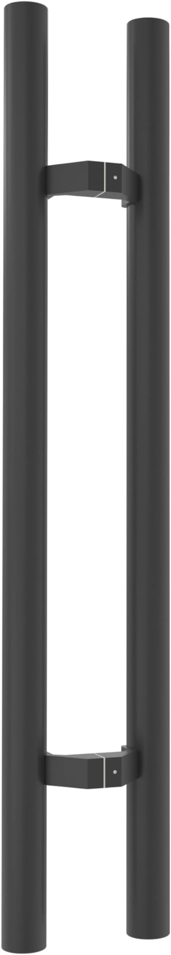 TOGU 1500mm / 60 inches Offset Push Pull Door Handle, 304 Stainless Steel Round Bar/Ladder Style/Double-Sided Door Pull, Matte Black Finish