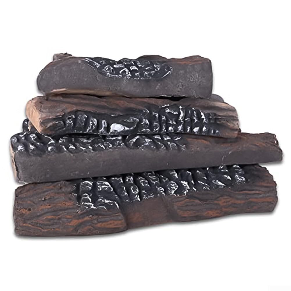 5 tronchi artificiali per caminetto in ceramica per caminetti a gas, bruciatore a bioetanolo, resistente al calore, finto legno con struttura realistica, ossido di magnesio decorativo