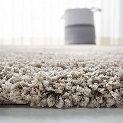 Image of Trellis Design Microfiber Hand Woven Shaggy Carpet Collection with 2 inch Pile Height Carpet for Living Room Size 5x5 feet Square coular Beige /Ivory