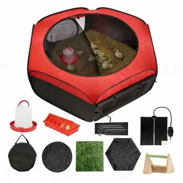 FAMIROSA Brooder Box for Chicks Starter Kit Pop up Chicken Brooders Brooding Heating Pad with Temperature Control Breathable Chick Tent Feeder Waterer Thermometer Perch for Duck Quail brooder