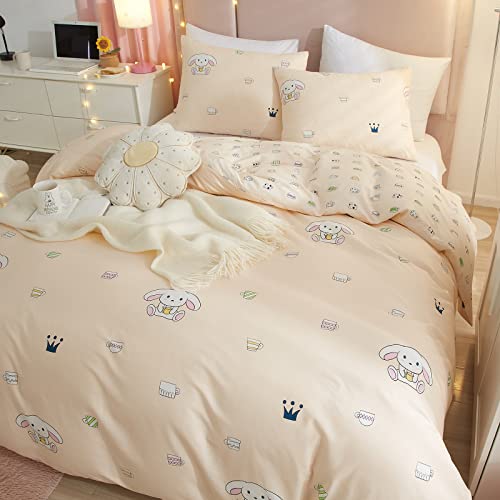 Vm Vougemarket Cute Cartoon Rabbit Duvet Cover Full Queen Girls/Boys Pale Pink Bedding Set Reversible Animal Bunny Duvet Cover With 2 Pillowcases-Queen,Bunny #TOP3