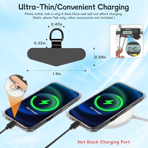 2Pcs Phone Tether Tab, Metal Sticky-Free Phone Lanyard Triangle-black+silver - 第 4/55 張圖片