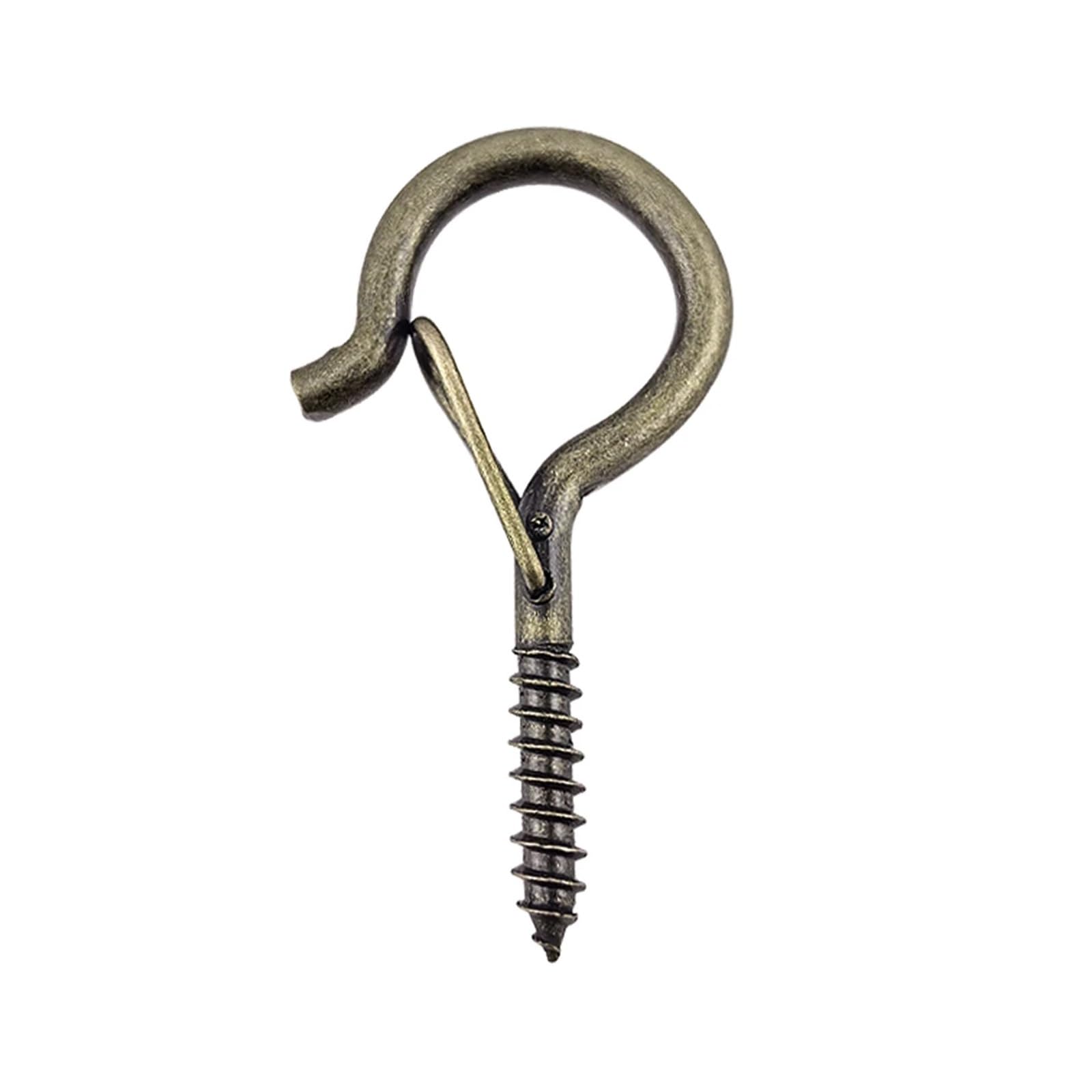 LZTDSBX Cup Hooks Screw 5-50pcs Q-Type Buckle with Spring Hook for Plant Lights Hanging Outdoor String Windproof(Copper,10 Pieces)
