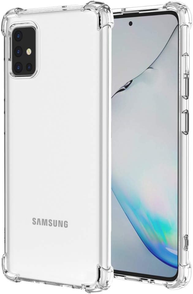 For Galaxy A51 Case, Shock-Resistant Flexible Tpu Gasbag Protection Rubber Soft Silicone Anti Dropping Phone Case Cover Samsung (Clear)