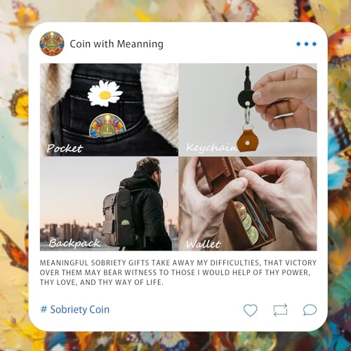 Image of Delicate Sunflower 1 Month Sobriety Coin - One Day at A Time 30 Day AA Sobriety Chip - Recovery Butterfly NA AA Chips and Medallions - 1-40 Years Living Clean Alcoholics Anonymous Gifts for Men Women