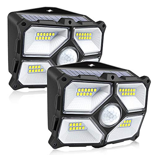 Newest Solar Lights Outdoor, 40 LED Wireless Solar Motion Sensor Security Wall Light for Garden Deck Fence Patio Front Door Stair Landscape Yard and Driveway Path, Daylight White, 2 Pack