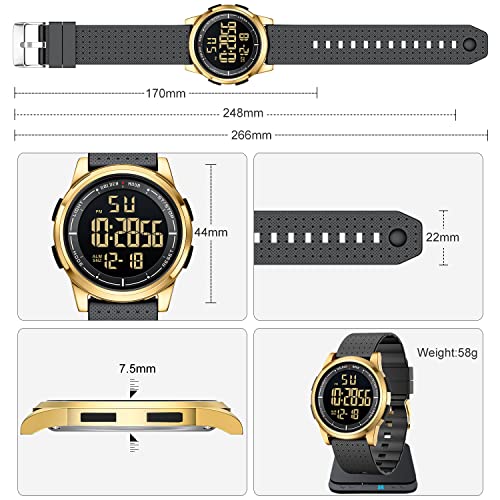 GOLDEN HOUR Relojes Digitales Impermeables Deportivos Ultrafinos para Hombre con Pantalla Gran Angular Correa de Caucho Reloj de Pulsera para Hombre Mujer - imagen 5
