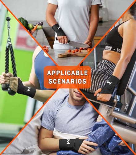 Image of 2 Pcs Soft Wrist Brace, Adjustable Wrist Support for Sprains, Fitness, Sports,Carpal Tunnel, Weightlifting, Wrist Compression Strap Pain Relief Wear Anywhere, Fits 6 inch to 8.3 inch (Black)