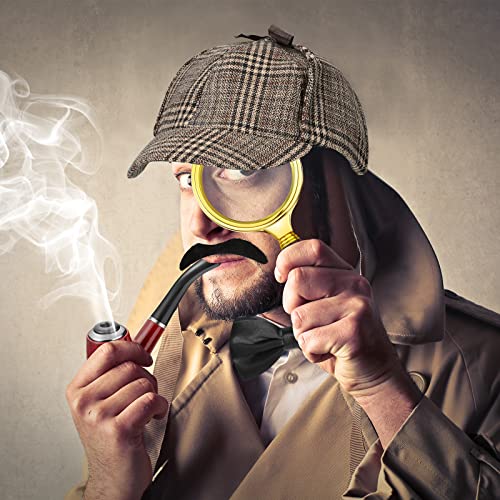 Kasyat 6 Pcs Detective Costume Accessories Set Include Detective Hat Pipe Magnifying Glass Bow Tie Fake Mustache Lensless Glasses For Role Play Detective Cosplay Prop #TOP4