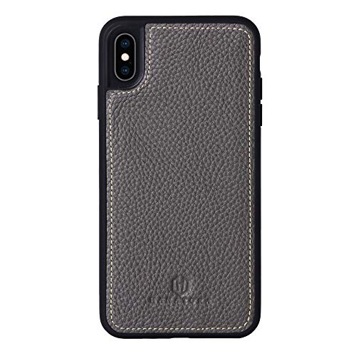 iPhone XS Max 本革ケース シュリンクカーフレザー 耐衝撃 ハンドメイド ギフト おしゃれ シンプル 大人可愛い メンズ レディース スマホケース 深緑色 ダークグリーン オリーブグレー SPG-XsMax-OliveGray