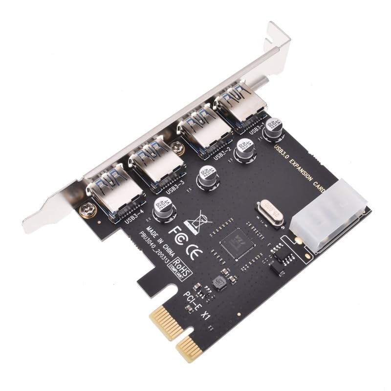 Chougnar Usb 3.0 pci Expansion Card 4 port PCI E to USB3.0 Computer Expansion Card pcie usb adapter with 4pin power interface for win 10| | -
