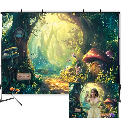 Enchanted Forest Backdrop Fairy Birthday Party Garden Decorations Forest Tapestry Girl Magic Wonderland Party Decoration Photo Booth Props Spring Photo Booth Props 5x3FT