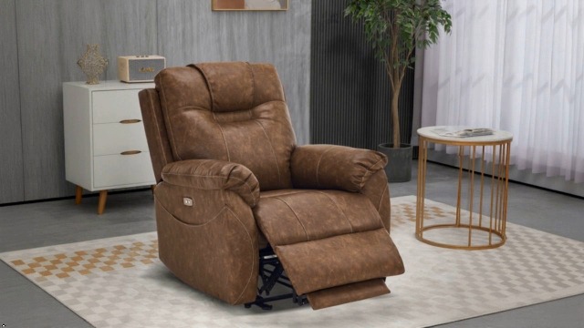Sillón reclinable eléctrico Marrón con masaje miniatura 7