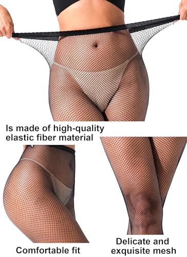 Image of VOAKOW Fishnet Stockings Womens High Waist Fishnet Tights Mesh Stockings For Women