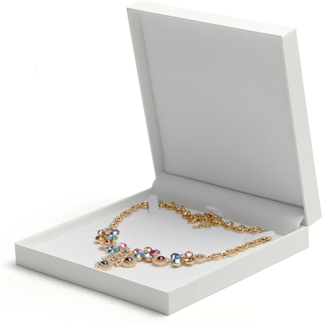 Oirlv White Jewellry Box with Leatherette Paper for Packing Ring Bracelet Necklace Jewelry Gift Box (Big Necklace Box)