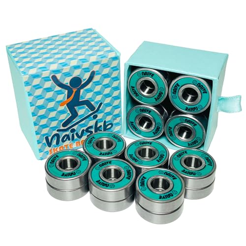 Naivskb Skate Bearings 8mm 16 Pack, Stainless Steel 608 Bearings Quad Inline...