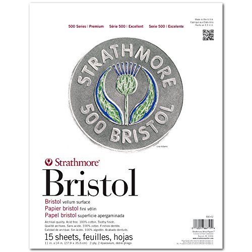 Strathmore ST580-62 11 in. x 14 in. 2-Ply Vellum Surface 500 Series Tape Bound Bristol Paper - 15 Sheets by Strathmore