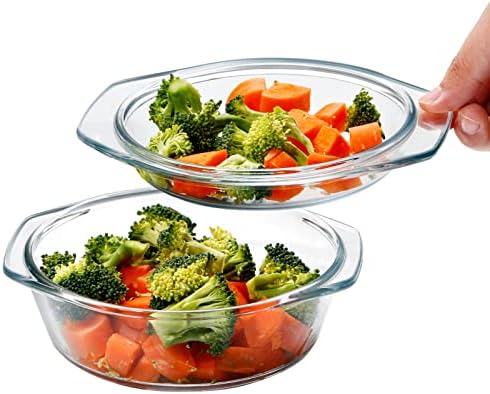 Clear Round Glass Casserole by NUTRIUPS | Small Oven Safe Casserole Dish, 0.65 L