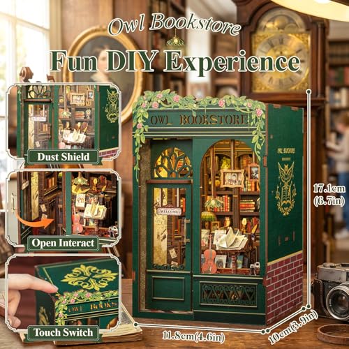 Image of Owl Bookstore Book Nook Kit - 3D Wooden Puzzles with LED