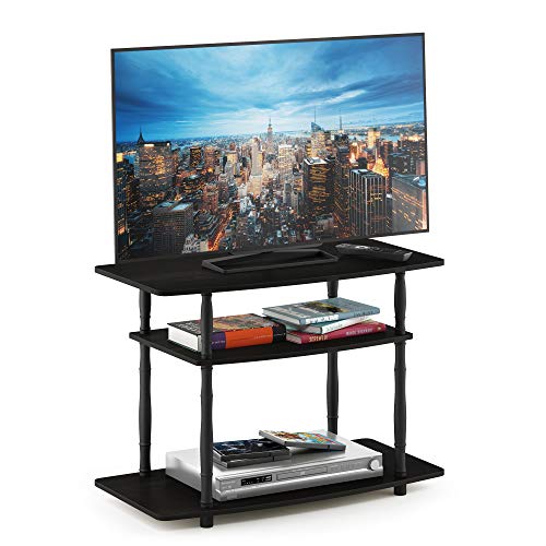 Image of Furinno Turn-N-Tube No Tools 3-Tier Entertainment Center TV Stand for TV up to 32 Inch, Plastic Classic Tubes, Espresso /Black