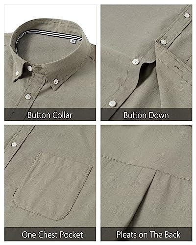 Image of J.VER Men's Oxford Shirt Solid Casual Button Down Collar Shirts Long Sleeve Dress Shirts with Pocket