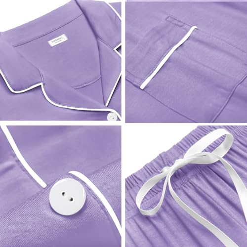 Image of SWOMOG Womens Button Down Pajamas Set Short Sleeve Sleepwear Bride Soft Pj Lounge Sets XS-3XL