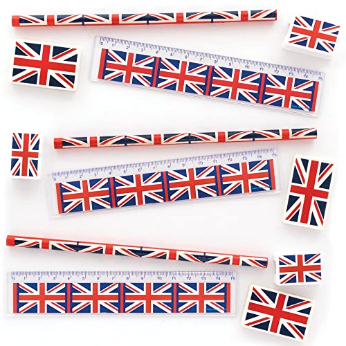 Baker Ross PJ161 Union Jack Stationery 4 Piece Set Pack of 3, Kids