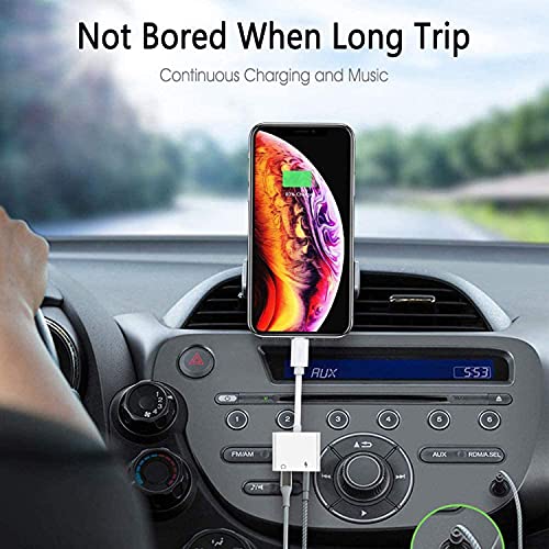 𝟐 𝐏𝐚𝐜𝐤 Headphone Adapter For Iphone [Apple Mfi Certified], 2 In 1 Lightning To 3.5Mm Aux Audio + Charger Splitter Dongle Adapter For Iphone Accessories Compatible With Iphone 14/13/12/11/Xr/X/8/7 #TOP7
