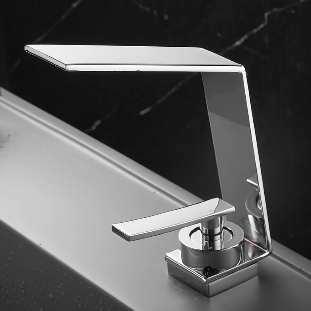 Robinet de lavabo cascade noir et blanc mitigeur de salle de bains sur pont
