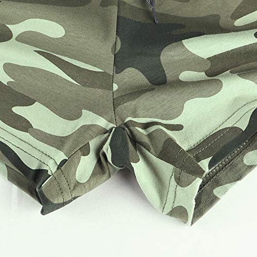 Palglg Mens Bodybuilding Shorts 3 Inch Inseam Drawstring Closure Cotton Camouflage Green M #TOP4