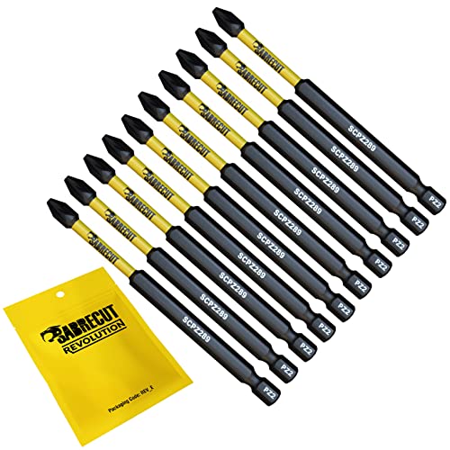 10 x SabreCut SCPZ289_10 89 mm PZ2 Juego de puntas de destornillador de impacto magnético Pozi Pozidriv Heavy Duty Compatible con Dewalt Milwaukee Bosch Makita y más