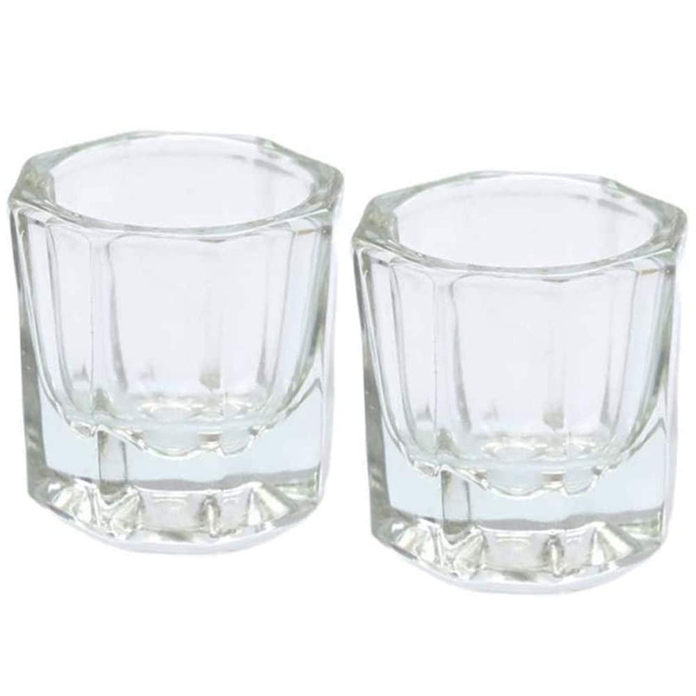 NIACONN 2 Pack Dappen Dish for Acrylic Nails - Monomer Acrylic Nail Liquid and Powder Holder Container, Dampen Dish - Small Clear Glass Cup for Acrylic Liquid