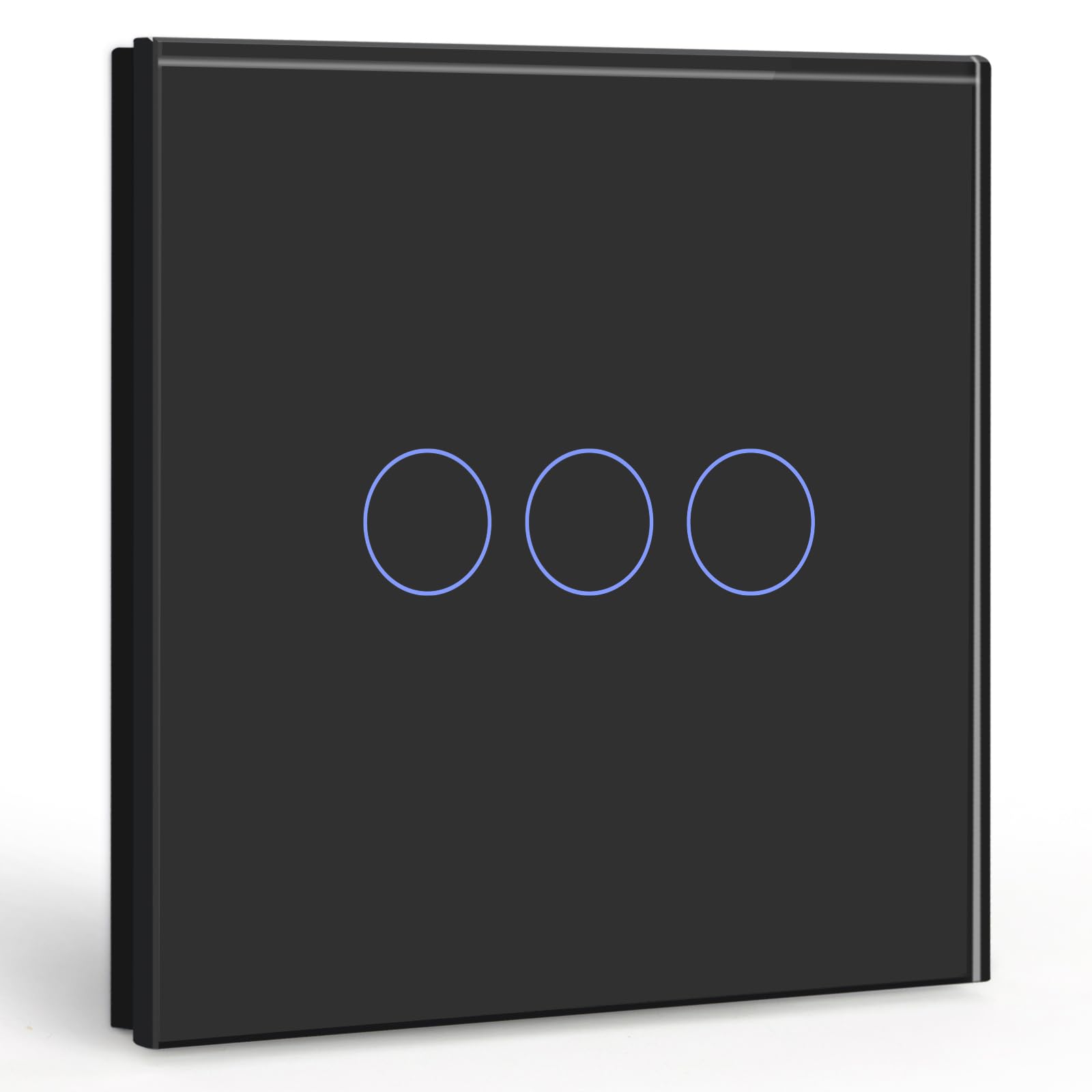 BSEED Touch Light Switch 3 Gang 1 Way, Tempered Glass Panel Light Switches with LED Indicator, Black Touch Sensitive Light Switch-No Neutral Wire — image 1