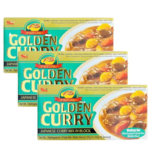 YIJIA | S B - Golden Curry Medium Hot 220 gr - El curry es uno de los alimentos más populares en Japón. (3 Unidad)