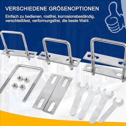 Bügelschraube Mit Gewinde M8 Vierkant-U Bügel 65mm x 80mm U-Bolzen 4Stk Mit 16 Muttern und 8 Gegenplatte U Schrauben Bügelbolzen Für Abschleppen Von Autos Schiffen Reparatur (M8 65x80mm)