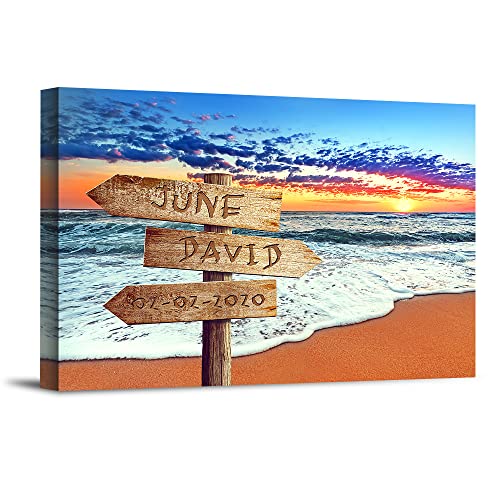 Crossroads Colorful ocean beach Personalized Photo or Canvas Prints with