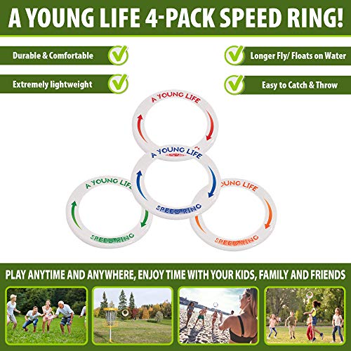 [4 Pack] Kid's Flying Rings Flying Disc - Glow In The Dark - Fly Straight - Weight 1.15 Oz Only - Floats On The Water - Best Healthy Activities For Your Family - Party Outside And Play! - Made In Usa #TOP2