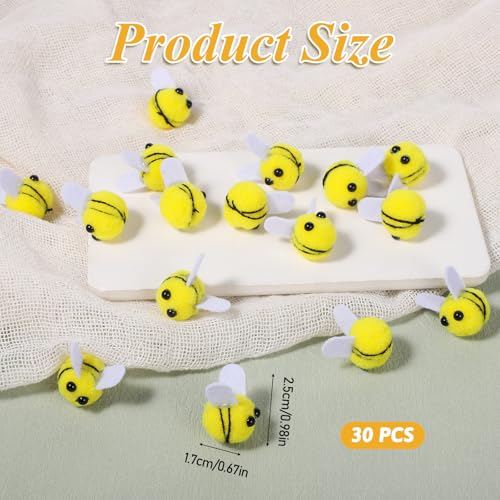 30 Stück Mini-Bienen aus Wollfilz, niedliche Bienenformen aus Filz für Bastelarbeiten, Plüschdekoration für Kleidung, Hüte, Geschenk, Babyparty, Gender Reveal