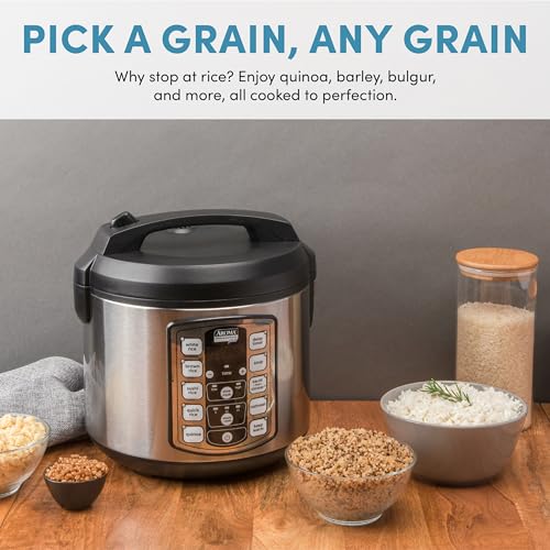 Aroma Housewares Professional Plus ARC-5000SB 20 Cup (Cooked) Digital Rice Cooker, Food Steamer, Slow Cooker, Stainless Exterior/Nonstick Pot, Silver, Black, 10-cup uncooked/20-cup cooked/4QT by AROMA - Image 4