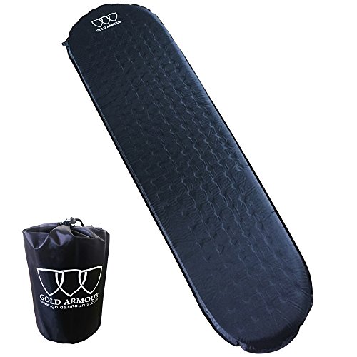 Self Inflating Sleeping Pad for Camping Backpacking Hiking - Premium Camping Pad Lightweight Foam Padding Inflatable and Superior Insulation Great For Camping Outdoors Hiking Thick Outer Skin (Black)