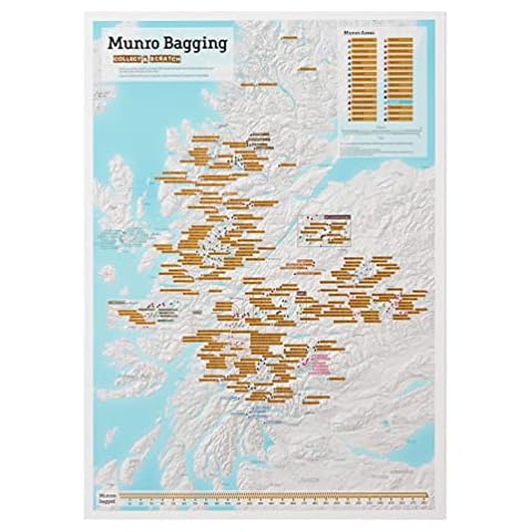 Munro Bagging Scratch Print - Map Poster for Walkers Climbers - Print Size 59.4 (w) x 84.1 (h) cm Cover