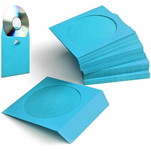 Flexzion 100 Pack CD DVD Thick Paper Sleeves (White) Standard Envelope Cases Display Storage Premium with Window Cut Out and Flap for Music Movie Video Game Disc Cover