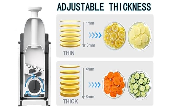 Adjustable Mandoline Slicer & Vegetable Chopper - Professional Kitchen Food Slicer, Multifunctional Potato Cutter, French Fry & Salad Chopper with 5 Blades (Blue) by ANNJUN - Image 4