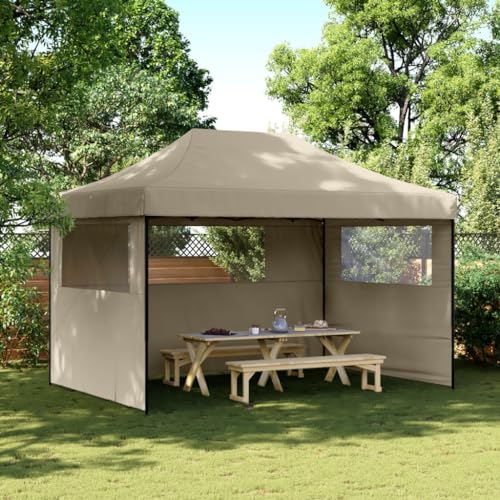 Mokuyary Tenda per feste, pop-up pieghevole con 3 parti laterali, tenda stabile grigio talpa per giardino, campeggio, padiglione da giardino con 3 pareti laterali