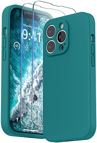 SURPHY Silikonowe Etui do iPhone 14 Pro Max z Ochraniacz Ekran, Case Pokrowiec do iPhone 14 Pro Max z Ochraniacz Aparatu, etui na telefon iPhone 14 Pro Max 6.7 Cala 2022, Różowy piasek