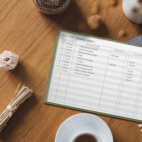 BIROYAL Kassenbuch A5-120 Seiten Haushaltsbuch, Budget Planner & Kassenbücher - Einnahmen Ausgaben Buch - Haushaltsbuch zum Eintragen - Kassenbuch Kleinunternehmer- Finanzplaner (Grün)