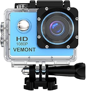 VEMONT Full HD 2.0 Inch Action Camera 1080P 12MP Sports Camera Action Cam Underwater 30m/98ft Waterproof Camera and Mounting Accessories Kit for Diving/Bicycle/Climbing/Swimming etc
