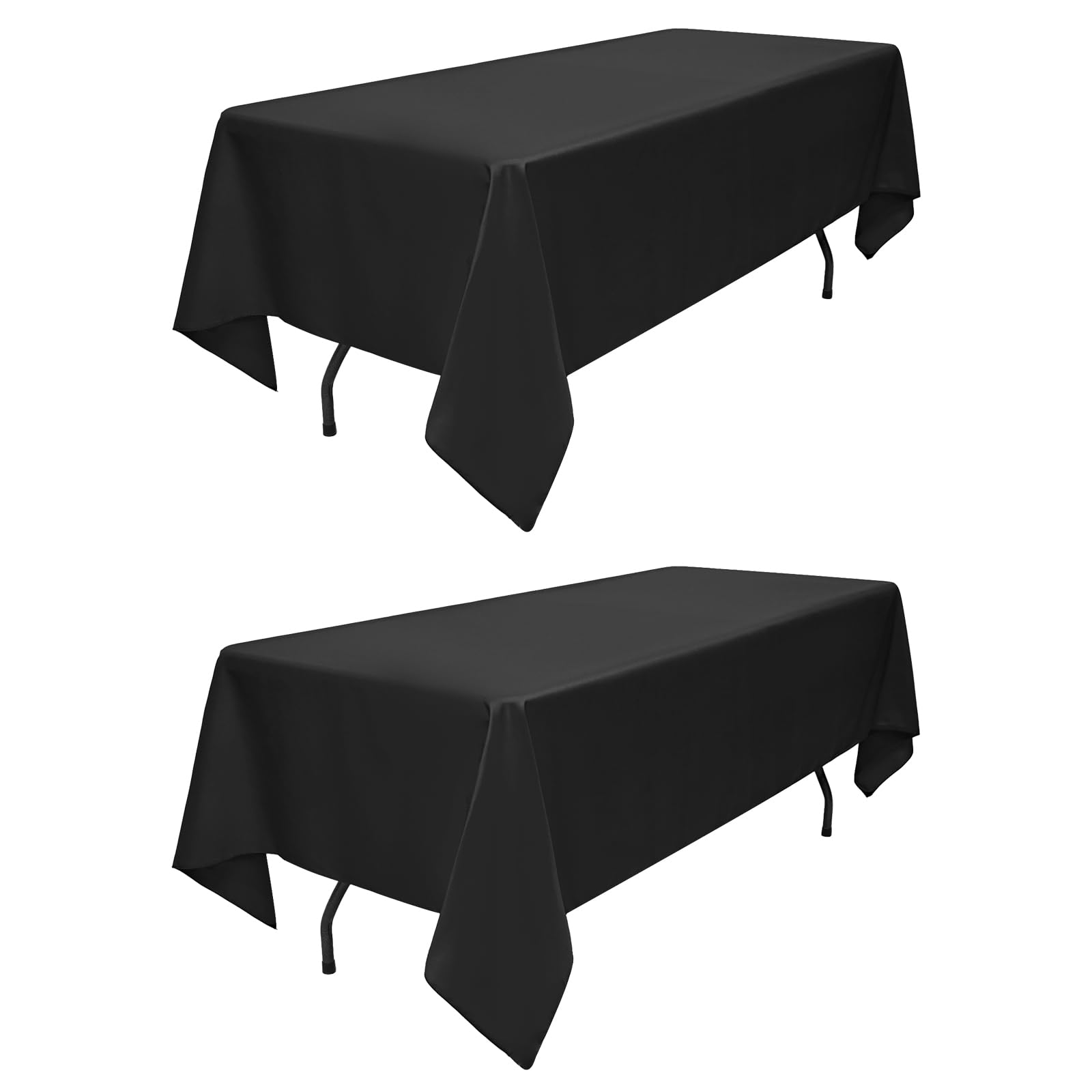 LYAFS 2 Pack Black Tablecloth 60x102 Inches (153x260cm) Polyester Table Cover for 6ft Rectangle Tables Stain and Wrinkle Resistant Washable for Wedding Reception Banquet Party Restaurant